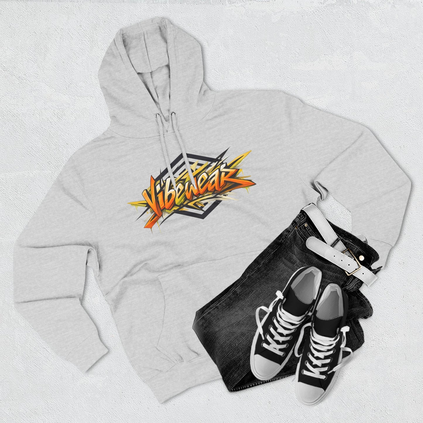 VIBE WEAR -  "BRUH" Three-Panel Fleece Hoodie