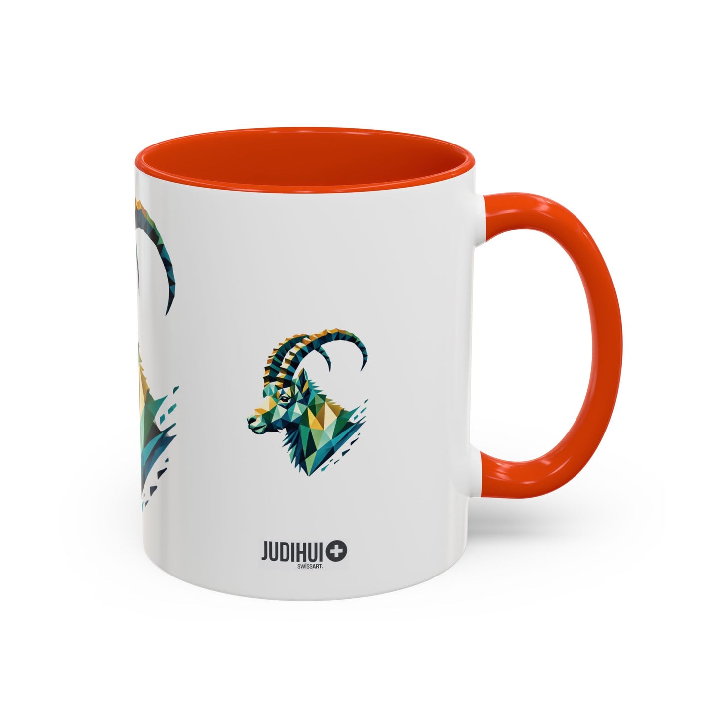 Swiss "Geometric Capricorn" Mug - 11oz & 15oz, Unique Animal Art Coffee Cup for Nature Lovers