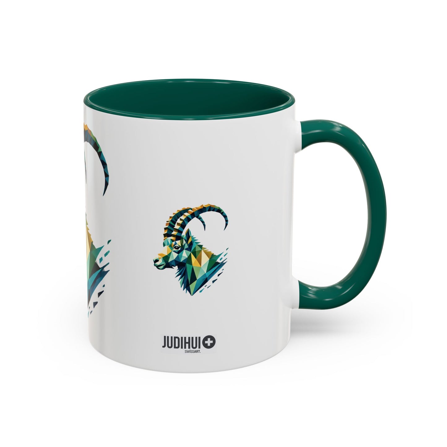 Swiss "Geometric Capricorn" Mug - 11oz & 15oz, Unique Animal Art Coffee Cup for Nature Lovers