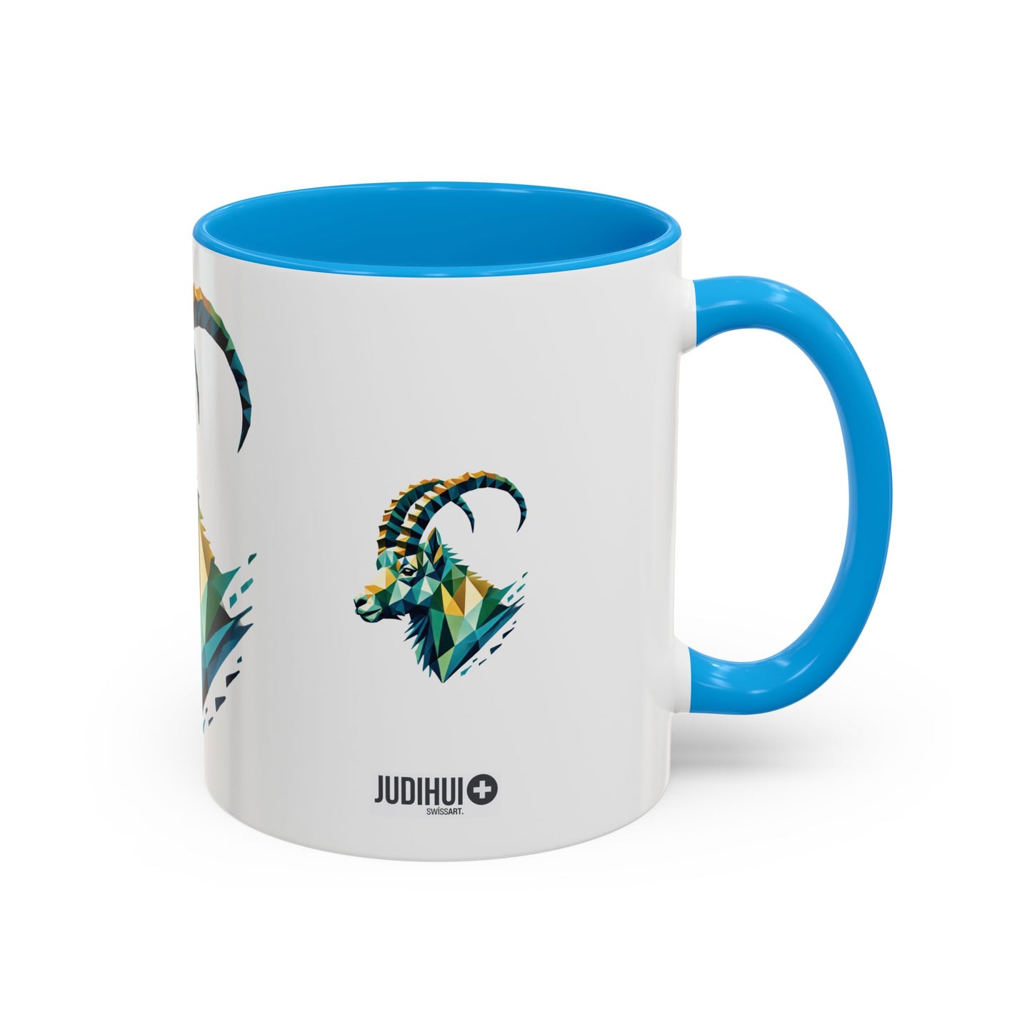 Swiss "Geometric Capricorn" Mug - 11oz & 15oz, Unique Animal Art Coffee Cup for Nature Lovers