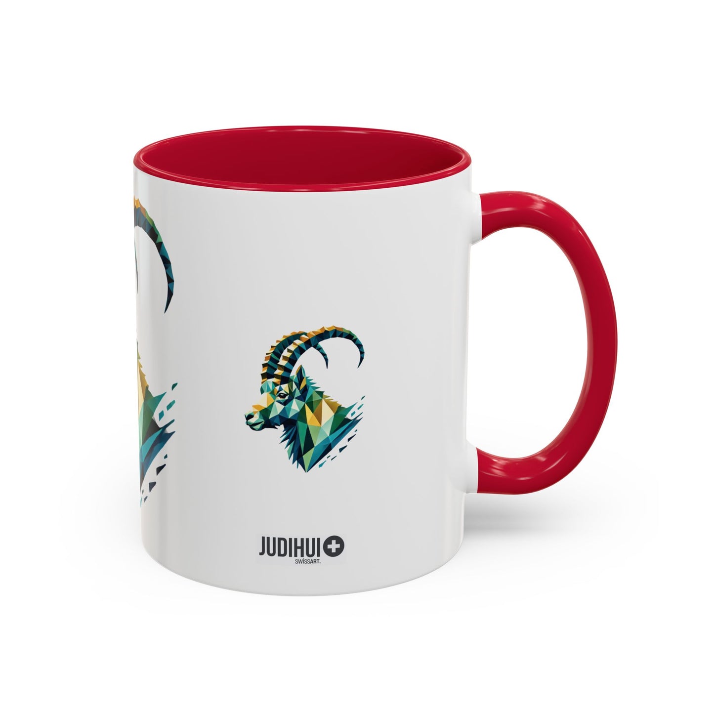 Swiss "Geometric Capricorn" Mug - 11oz & 15oz, Unique Animal Art Coffee Cup for Nature Lovers