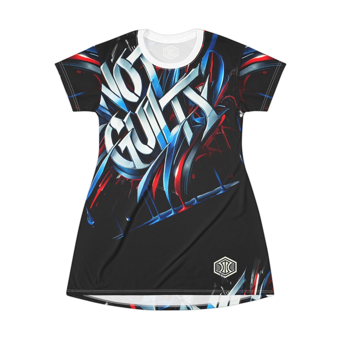 VIBEWEAR "Not Guilty Girl" T-Shirt Dress (AOP)