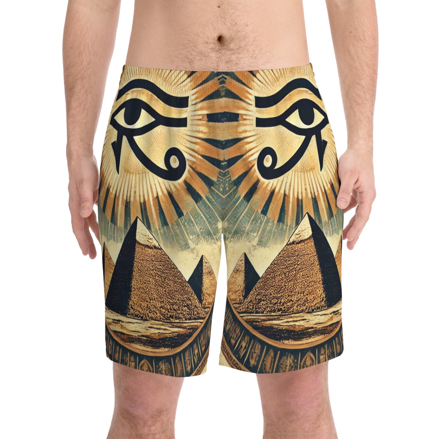 SPIRITS „Pyramidz“ Men's Elastic Beach Shorts (AOP)