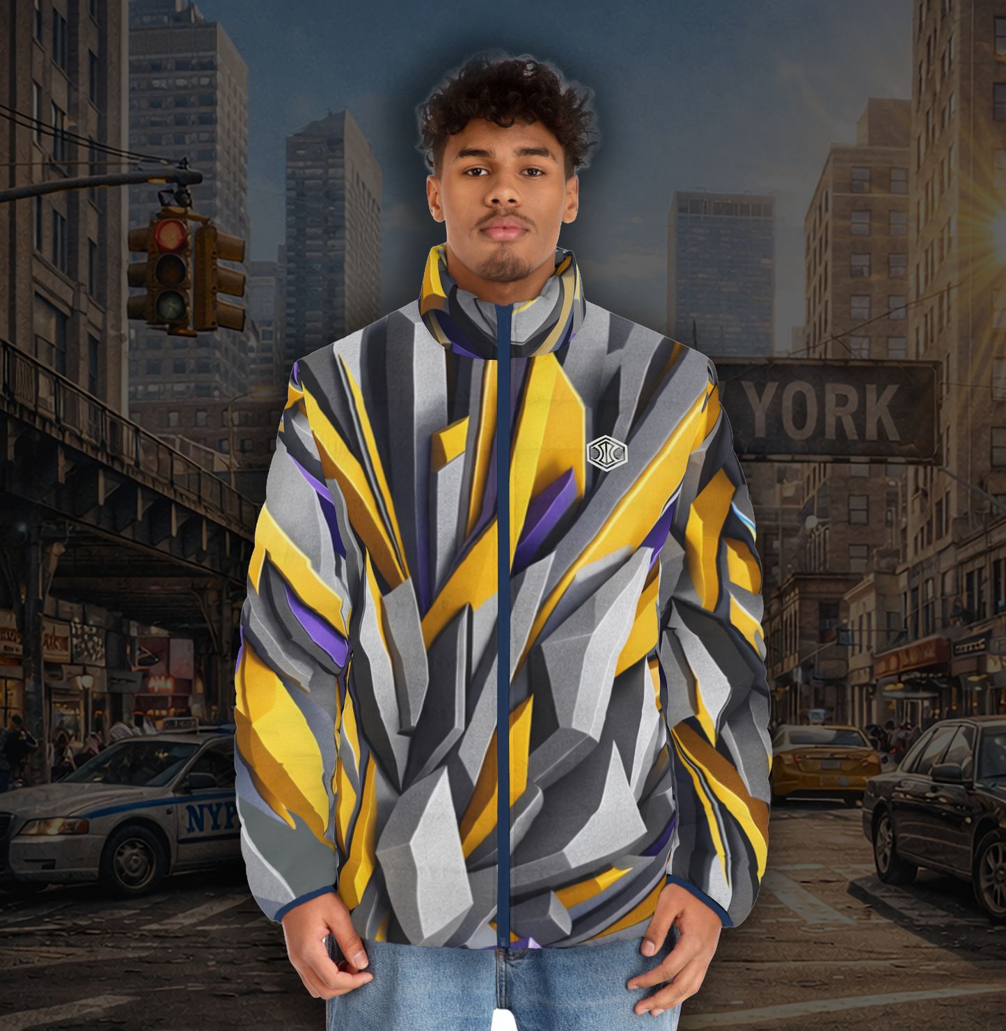 VIBEWEAR - "More Vibes" Men's Puffer Jacket (AOP)