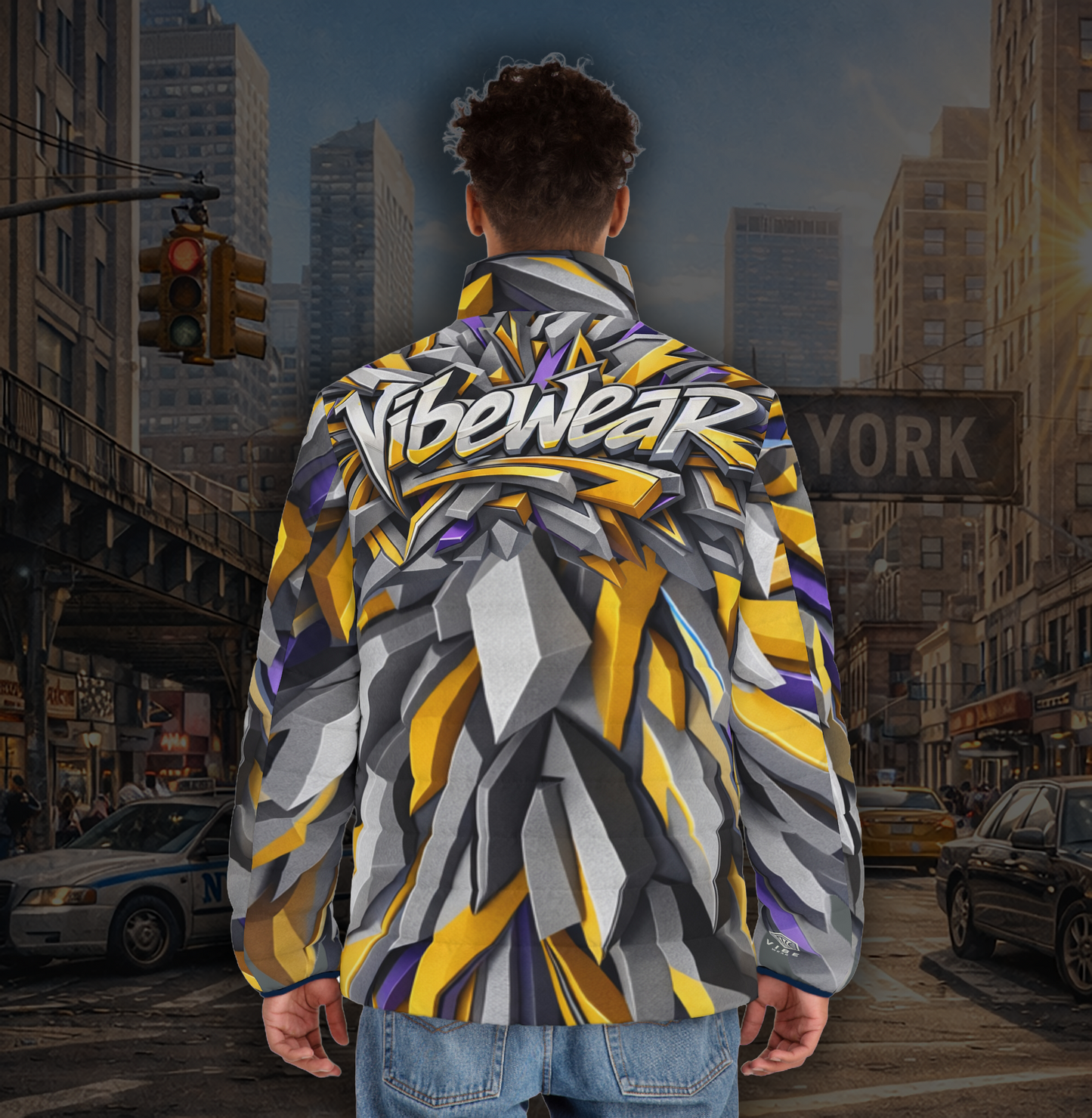 VIBEWEAR - "More Vibes" Men's Puffer Jacket (AOP)