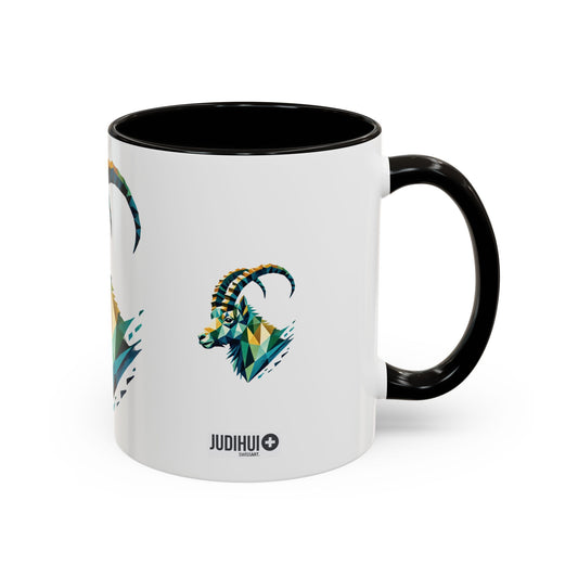 Swiss "Geometric Capricorn" Mug - 11oz & 15oz, Unique Animal Art Coffee Cup for Nature Lovers