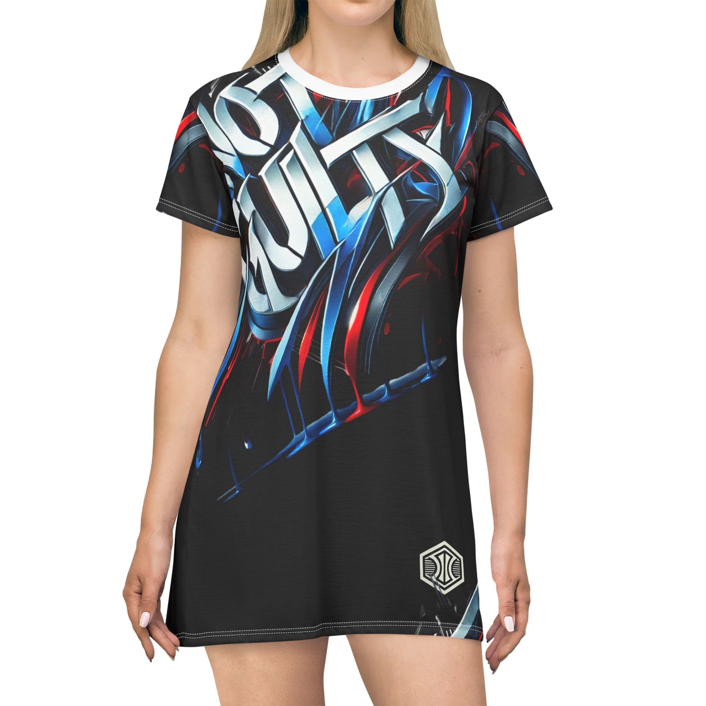 VIBEWEAR "Not Guilty Girl" T-Shirt Dress (AOP)