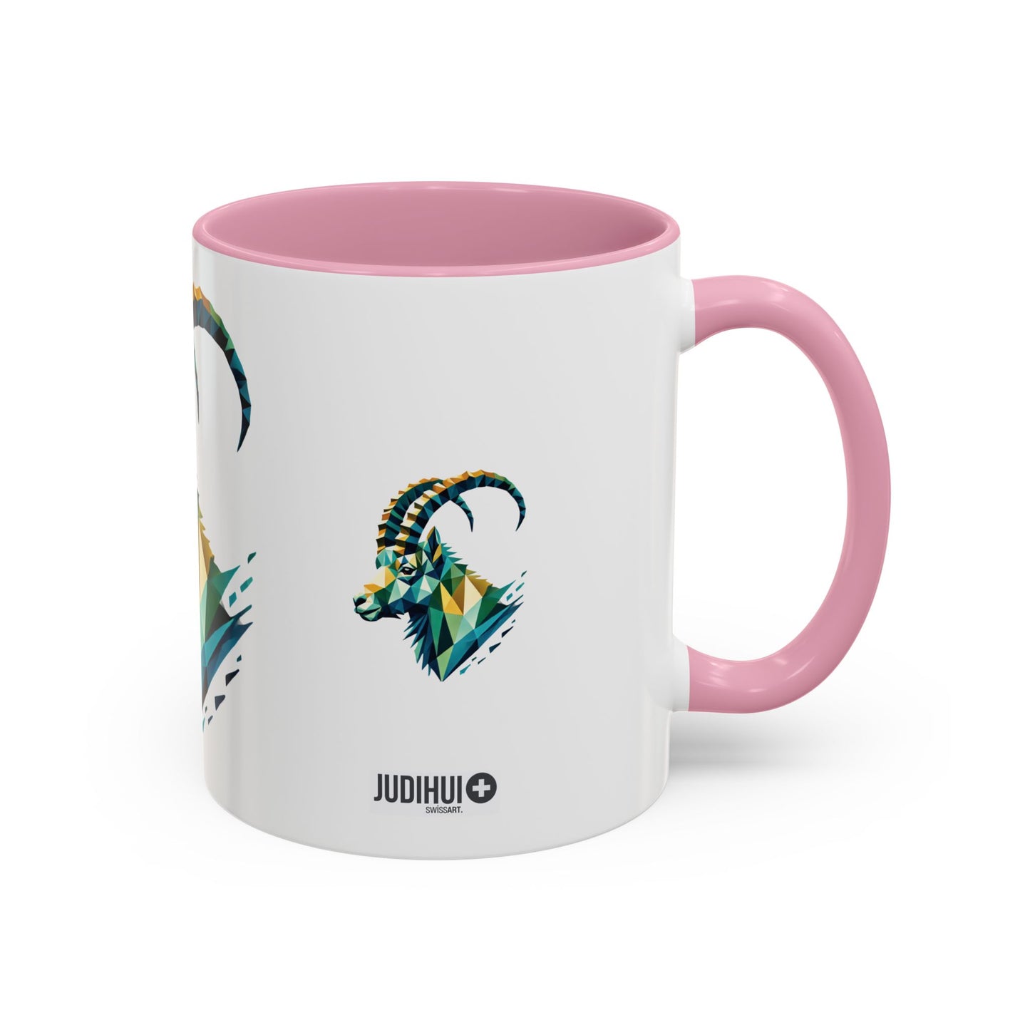 Swiss "Geometric Capricorn" Mug - 11oz & 15oz, Unique Animal Art Coffee Cup for Nature Lovers